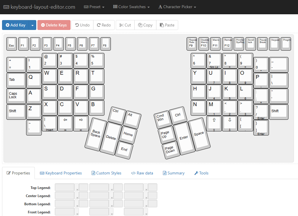 Kinesis Advantage 系列的配列